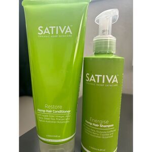 Sativa Organic Skincare Energise Hemp Shampoo Restore Hemp Conditioner‎ 6.8 oz